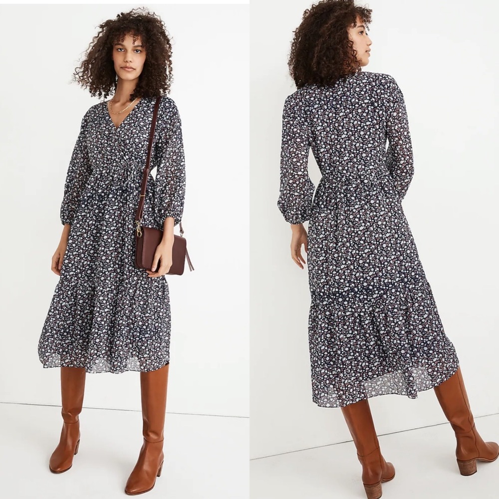 Madewell Tie-Waist Midi Dress in Harvest Vine